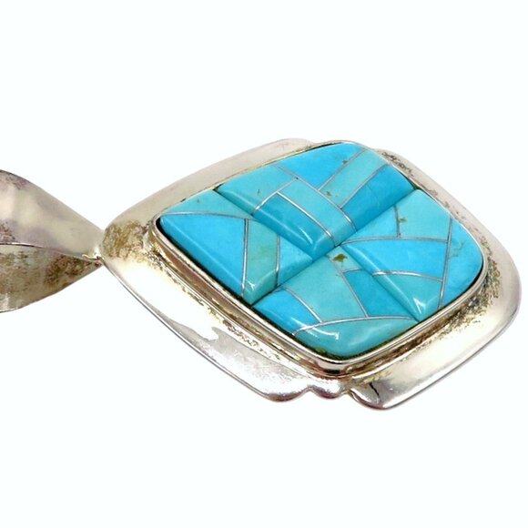 Jay King DTR 925 Sterling Silver Turquoise Gemstone Inlay Pendant - Picture 7 of 7